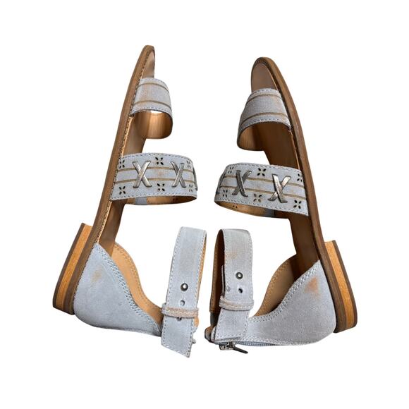 Frye and Co. Gray Suede Ankle Strap Sandals 8.5 – Boho Artisan Summer Flats - Picture 4 of 6